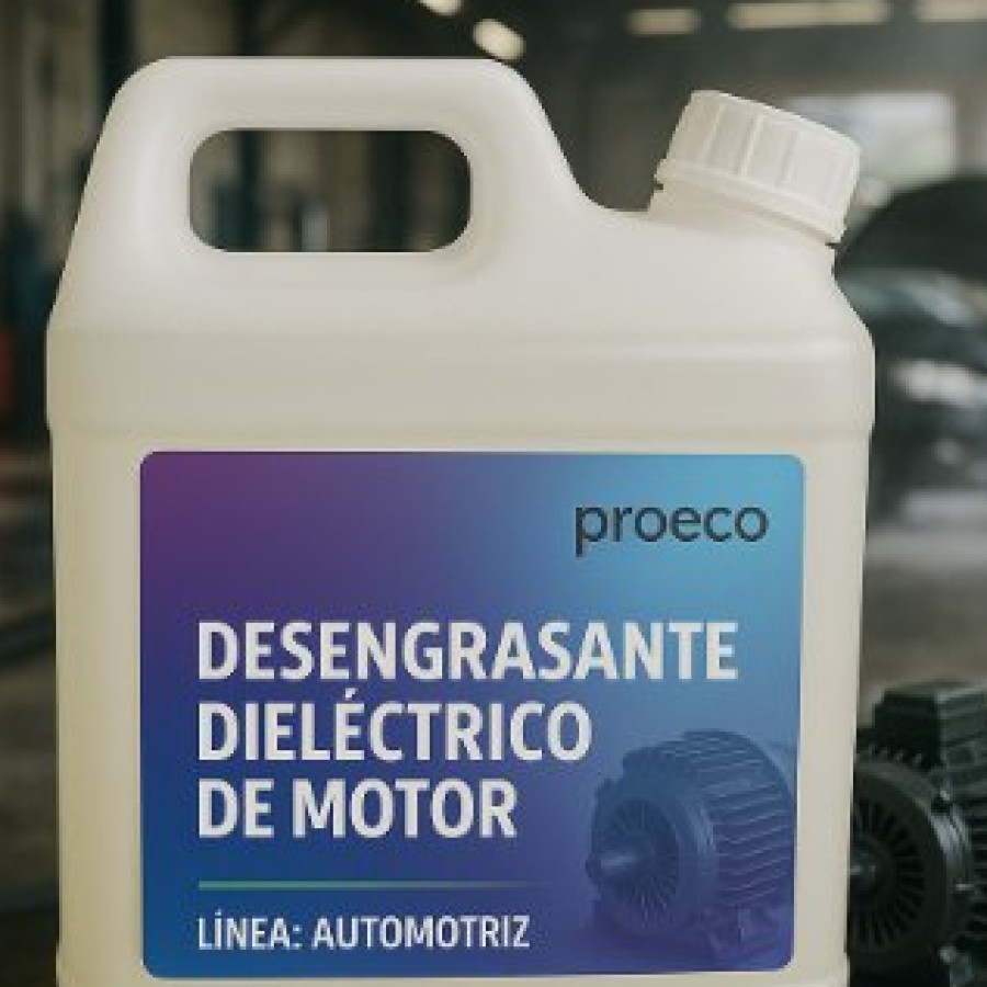 Bidón de Desengrasante Dieléctrico de Motor PROECO en un taller