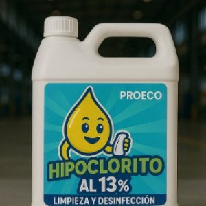 Bidón de Hipoclorito al 13% PROECO en una bodega