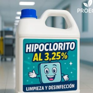 Bidón de Hipoclorito al 3,25% PROECO en un pasillo institucional