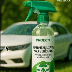 Atomizador Impermeabilizante para Vehículos PROECO frente a un auto blanco