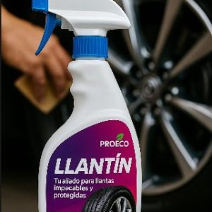 Atomizador Llantín PROECO frente al rin de un vehículo