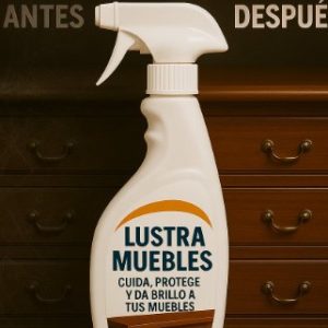 Atomizador Lustra Muebles PROECO frente a una cómoda de madera